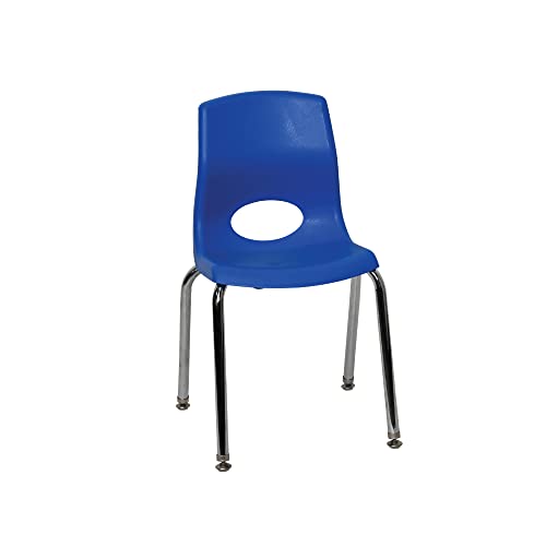 Image of Children's Factory MyPosture Plus 14 inch H Chairs, Set-4 Blue with Chrome Legs, AB8014PBC4, Kids Preschool, Daycare or Classroom Flexible Seating, Toddler Desk Chair