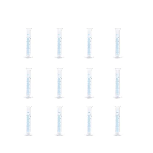 12-Pack 25ml Plastic Graduated Cylinders - Ultra-Clear & Accurate Measurement Markings for Laboratory, Educational & Scientific Research。Plastic Cylinder RPS-IND (12, 25ML)