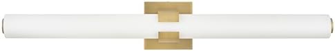 Hinkley 53063LCB Aiden Large LED Bath Vanity Light Fixture, Etched White Glass Baton, Signature Cuff, Transitional Bath Bar, Mount Vertically or Horizontally, in Lacquered Brass