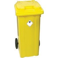 Yellow Clinical Waste 2 Wheel Refuse Container 120 Litres 377918
