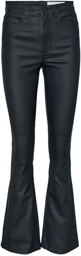 Noisy May Nmsallie Hw Flare Coated Pants Noos Jeans, Black, S/30 Da Donna