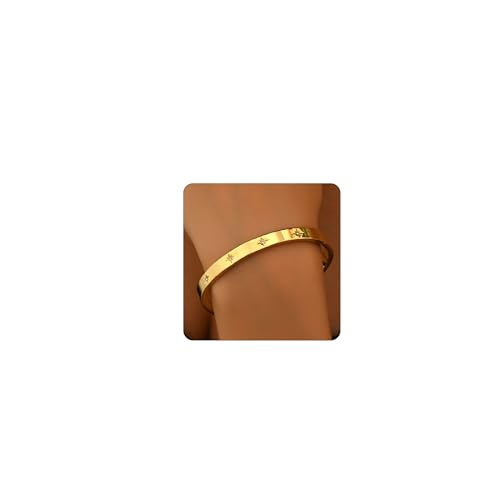Gold bracelet for Women 18K Gold Plated Bamboo Watch Band Star Labyrinth Bangle Bracelets Dainty Stainless Steel Jewelry Gifts