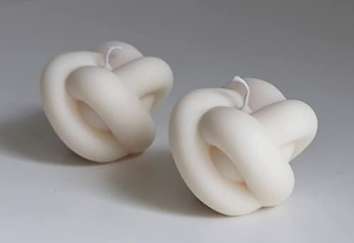 Brighter Sky Knot Candle, Set of 2, All Natural Premium Soy and Palm Wax, Shaped Candles, Trendy Room Decor, Aesthetic Candles, French Vanilla, Danish Pastel Room Decor, Gift for Her (White+White)