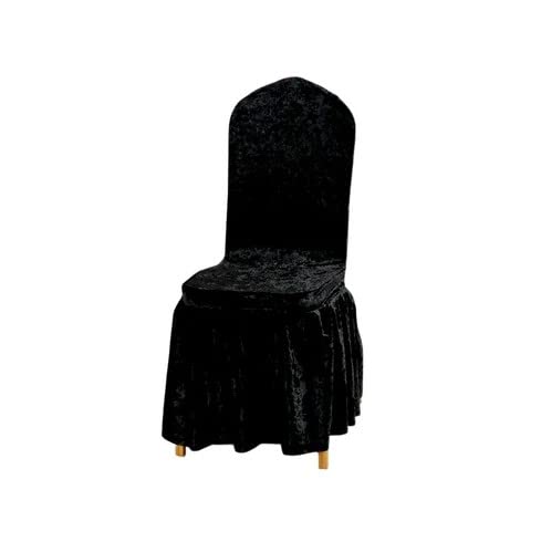 Elegant Essentials - Crushed Velvet Chair Covers - Stretch Long Chair Slipover Covers - Chair Protector Seat Covers for Dining Room, Wedding Banquet, and Party Decoration - Easy to Clean - Black