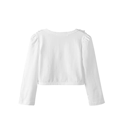 Acecharming Girls' Shrug Sweaters Long Sleeve Lace Bolero Cardigan Shrug Button Closure Bolero Dress Cover Up for 2-10 Years2
