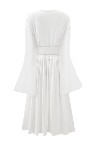 Cilxdr Womens Princess Costume Dress Robe White Cosplay Halloween Cloak Outfits Accessories for Adults With Belt XL