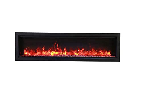 Amantii SYM-60-BESPOKE Symmetry Series Bespoke 60-Inch Built-in Electric Fireplace with Remote, Ember Media, Black Steel Surround
