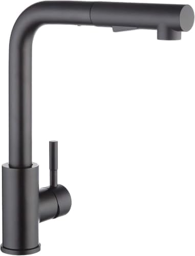 CECIPA Hochdruck Wasserhahn Küche Schwarz, Küchenarmatur Ausziehbar, Spültischarmatur mit Brause Zwei Wasserstrahlarten, Armatur Küche 360° Schwenkbar, Mischbatterie Küche Edelstah