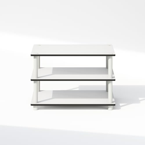 Image of Furinno JUST Toolless Printer Stand with Storage, 3-Tier Under Desk Printer Stand, Printer Table, for CPU, Office Supplies, for Study, Living Room, White