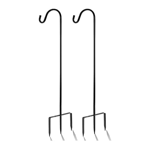EXCMARK 2 Pack Shepherd Hook 31 inch 1/2 inch Thick Use at Weddings, Hanging Solar Lights, Lanterns, Bird Feeders, Metal Hanger Hook (Black, 31 inch). U.S. Patent. Cover