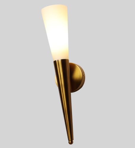 Image of ELIANTE Modern Cone Torch Decorative Gold Iron Wall Light Lamp Sconce for Living Room, Bedroom, Hallway and Foyer, Free LED Bulb Included