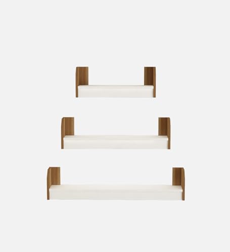 Image of REMI Multipurpose Modular Wall Racks /Shelves /Organiser /Decor Particle Board Wall Shelf (Number of Shelves - 3, Beige, White)