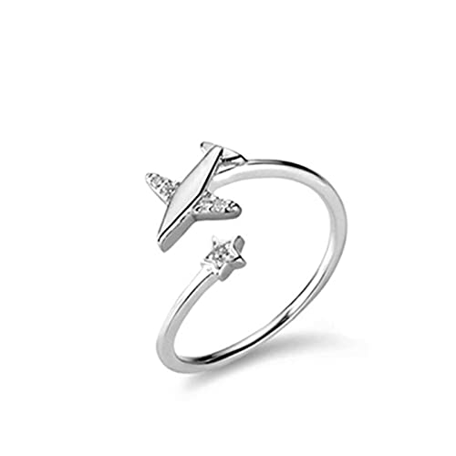 Bague réglable avion argent S925 à porter au quotidien