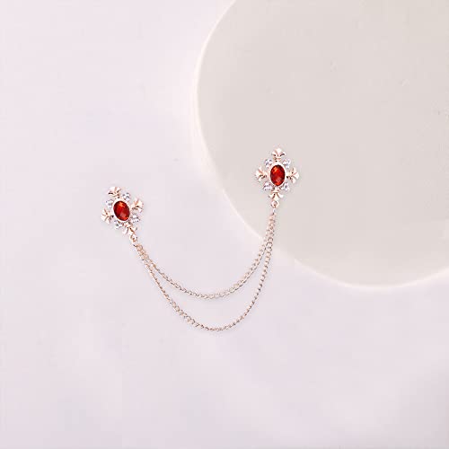 Image of Anmpab Cross Crystal Tassel Chain Brooch Gold Silver Tassel Collar Pins Broochs Rhinestone Lapel Pin for Men Women Suit Accessories