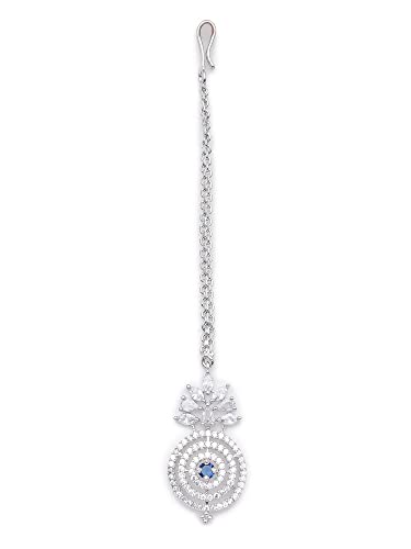 Image of Karatcart American Diamond Studed Blue Choker Necklace Set