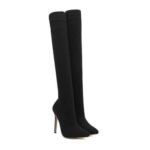 Botas altas para mujer elásticas con tacón de aguja de 11 cm que estilizan la silueta