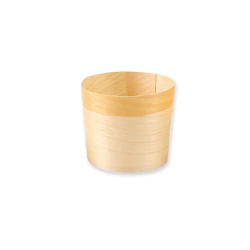 FRANZ MENSCH 50 Stück NATUREStar Fingerfood-Schalen, rund | Holz, Packung, natur, H: 4, 5 cm, Ø: 4, 5 cm, Fingerfood-Schalen, Holzschalen, Einwegschalen