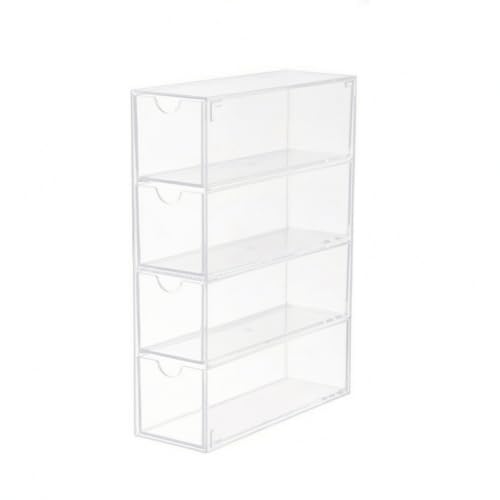 Image of SM SunniMix Sturdy Desktop Storage Box | -glide, Storage Box with Drawers, Transparent, Desktop Drawer Organizer, for Office, Vanity, Craft Room, Crafters, 4-Grid Drawer Box