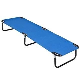 Tekonika Extra Long Folding Portable Metal Military Cot Sleeping Hiking and Camping Bed for Outdoor Travel (Blue)