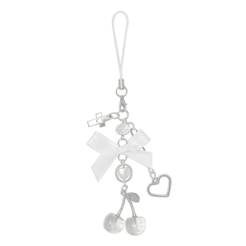 Muorruo Correa Colgante de teléfono, Bonitas Correas de teléfono de Cereza, Cadena de teléfono estética en Rosa-Rojo-Negro Cereza Azul, Accesorio Y2K para decoración de cámara-Llavero-Bolso-Regalo,