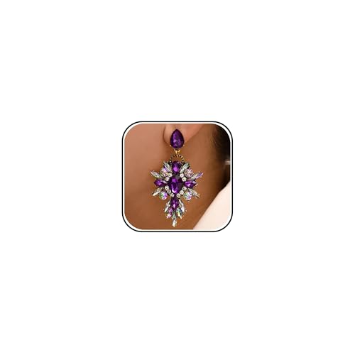 Purple Earrings for Women Dark Light Purple Accessories Jewelry Sets Prom Dress Skirt Outfits Accessories Rhinestone Crystal Amethyst Lavender Pageant Chandelier Earring Jewelry Prom Dresses Gifts