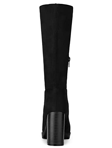 Allegra K Allegra K Women's Mid Calf Block Black Heel Boots 7 M US