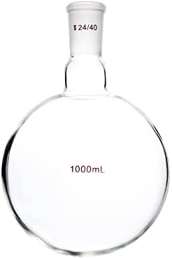 QWORK Boiling Flask, Single Neck Round Bottom, 24/40 Standard Taper Outer Joint, 1000ml