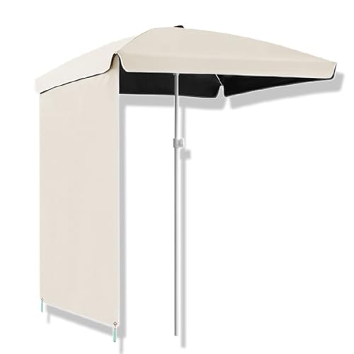 MACAGGTNTU 160cm 200cm Parasol De Patio Parasol De Marché Extérieur avec Rideau De Parasol Parasol De Plage Carré avec Hauteur Réglable pour Jardin, Piscine(Beige,200cm/6.5ft)