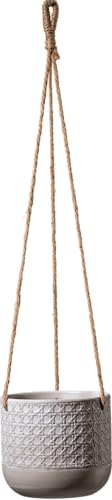 Soendgen Vienna Hängeampel, Blumentopf aus Keramik, Farbe: seidengrau, 15 cm Durchmesser, 14 cm hoch, 3,15 l Vol.