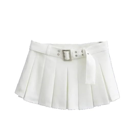 OFFSUM Faldas Cortas Mujer -Minifalda Plisada De Corte En A para Mujer, Falda Sexy con Cinturón, Vestido De Fiesta Sexy De Color Sólido, Ropa De Calle Retro Elegante para Oficina De Verano