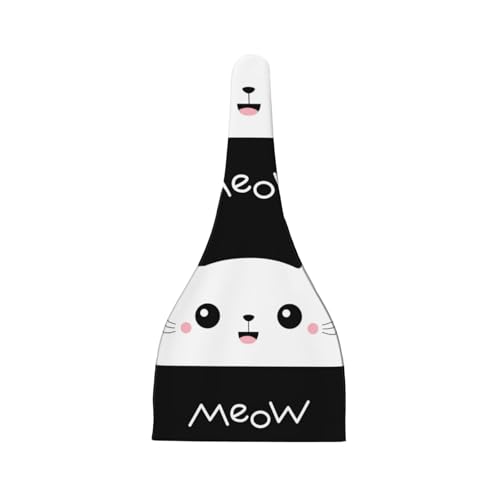 Cat Meow Baby Hats 0-6 Months Adjustable Top Knot Stretchy Soft Newborn Hats Baby Boy Girl Beanie Black2