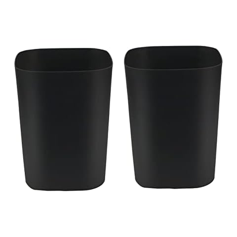 Besli 2 Gallon Small Trash Can Garbage Can Wastebasket for Bathroom Bedroom Kitchen Office (Black, 2 Pack) Cover