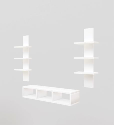 Image of Spyder Craft Tokyo Engineering Wood Wall Mount TV Entertainment Unit Set Top Box Stand /TV Cabinet with Shelves for Books & Dcor Display Unit Bed Living Room Upto 60 Inches