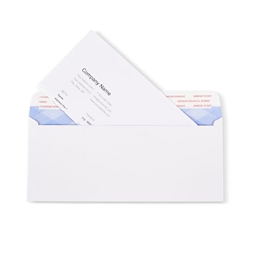 #10 Security Envelopes | 500 Pack | White Letter Size Business Envelopes Self Seal | Windowless Peel & Seal Check Envelopes | 24lb Durable Paper for Office, Legal, and Personal Mailing