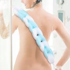 Image of Loofah for Bathing Men Women Loofah with Handle Bath Brush Pumice Stone Foot Scrubber Back Belt Long Scrubber Sponge (Combo of 4) Colour (Blue)
