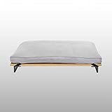 Teamson Pets Hassan Large Elevated Dog Bed with Bamboo Platform and Metal Frame Washable Covered Cushion for Big Dogs Up to 77 Pounds, Gray