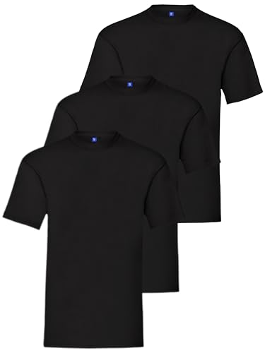 Image of BRAND KRUZE Mens 3 Pack T-Shirt Set Crew Neck Casual Cotton Regular Fit Short Sleeve Printed Plain T-Shirts KZTS138 Tshirt Black XL (3 Pack)