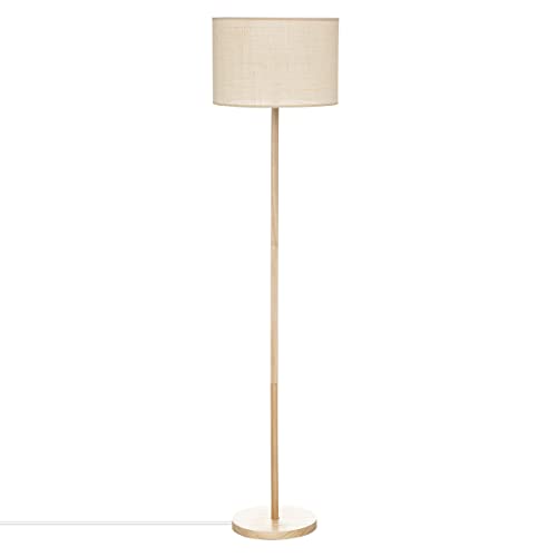 Atmosphera - Lampadaire en Bois de Pin et Abat-Jour Beige Naturel tressé H 149.5 cm