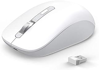 J JOYACCESS Wireless Bluetooth Mouse, Cordless Triple Mode Mouse for Laptop(BT 5.0/3.0+2.4Ghz)Silent Computer Mini Mice for Mac OS, PC, Macbook, Android, Windows - White