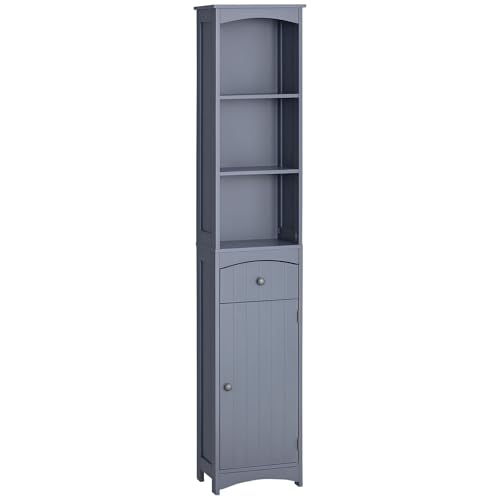 HOMCOM Bathroom Storage Cabinet, Free Standing Bathroom Storage Unit, Tall