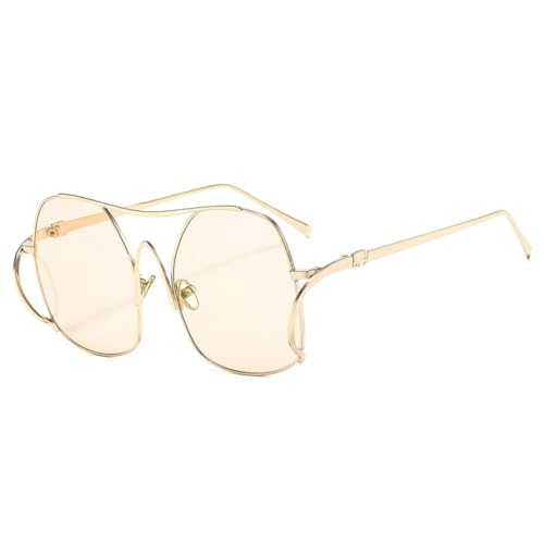Lunettes de soleil marron métal femme au design rétro punk finitions premium