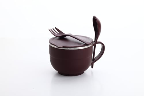 GANESH Stainless Steel Noodle&Soup Bowl with Handle&Spoon,Airtight&Leak Proof Bowl for Pasta,Soup,Rice,Maggie Food Container for Use in Kitchen,School,Office,Travel (Multicolor),500 Milliliter-500 Ml (Image - 2)