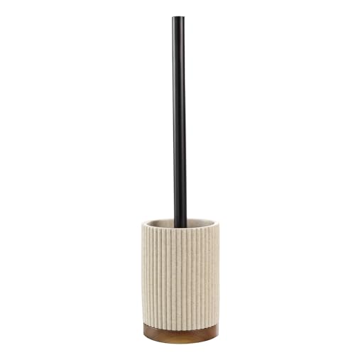 douceur d'intérieur, Brosse WC (Diamètre 9,1 x 38,5 cm) Niagara Naturel, Polyrésine et Acacia