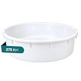 Paluplus Mastello Alimentare Bianco da 275 Litri, Misura 110x35 cm, Contenitore Tondo Basso in Plastica PEHD, adatto per Alimenti, Vendemmia, Enologia e Cantina -0275F -8,3