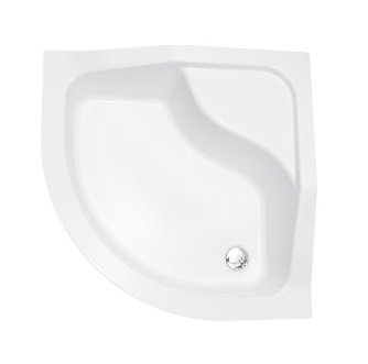 VBChome Plato de ducha acrílico 80 x 80 x 15 cm, cuarto círculo Oliver I sin delantal profundo asiento R55 + desagüe bandeja de ducha de esquina para azulejos