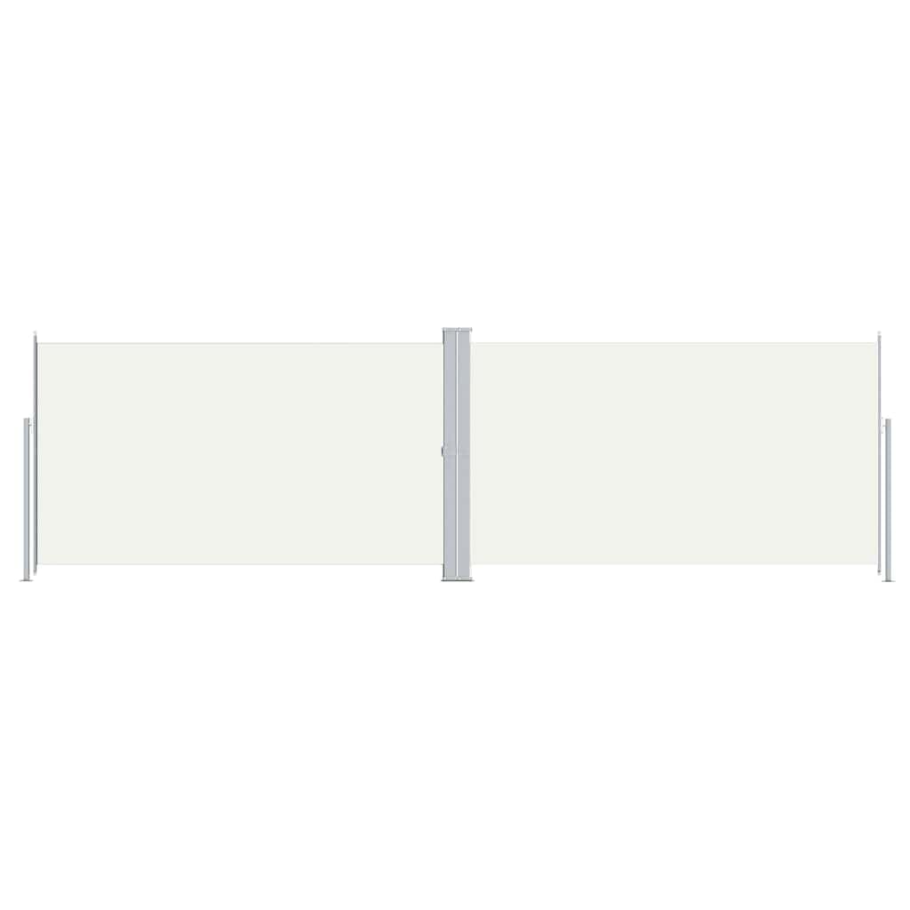 vidaXL Retractable Side Awning- Large Cream-Colored Outdoor Privacy Screen- UV, Tear & Water Resistant with PU Coating- Ideal for Garden, Patio, Balcony