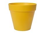 elho Loft Urban Round 30 - Large Plant Pot Outdoor - 100% Recycled Plastic - Ø 28.5 x H 26.0 cm - Yellow/Ochre