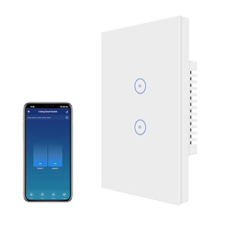 UseeLink Interruttore luce intelligente, interruttore luce WiFi, Interruttore a parete WiFi, compatibile con Alexa, Google, scatola 503, cavo neutro richiesto
