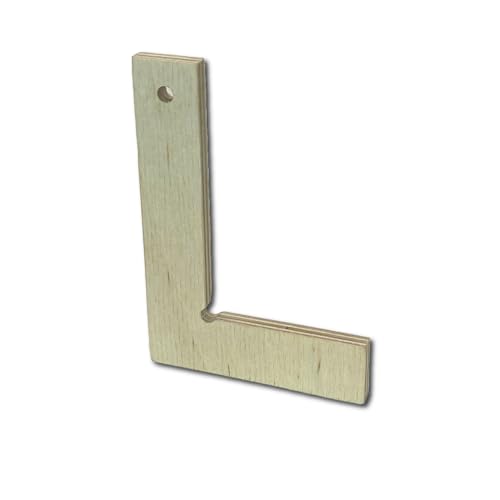 BUNBAN Präzisions-Holzwinkel aus Birke Multiplex 100x70mm – Leichter Anschlag- und Gehrungswinkel für exaktes Arbeiten und Zeichnen (Flachwinkel 90°)