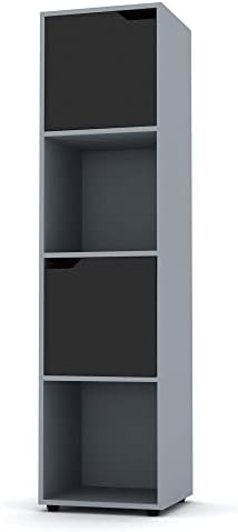 URBNLIVING Wooden Black 2 Cubed Bookcase With 1 Black Door
